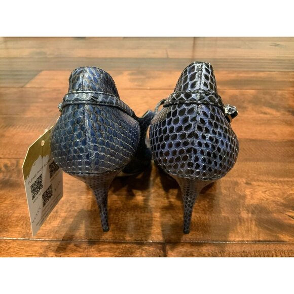 Alexander Wang Blue Leather Snakeskin Pointed Toe Stiletto Heels, Size 8.5/38.5 - Picture 6 of 9